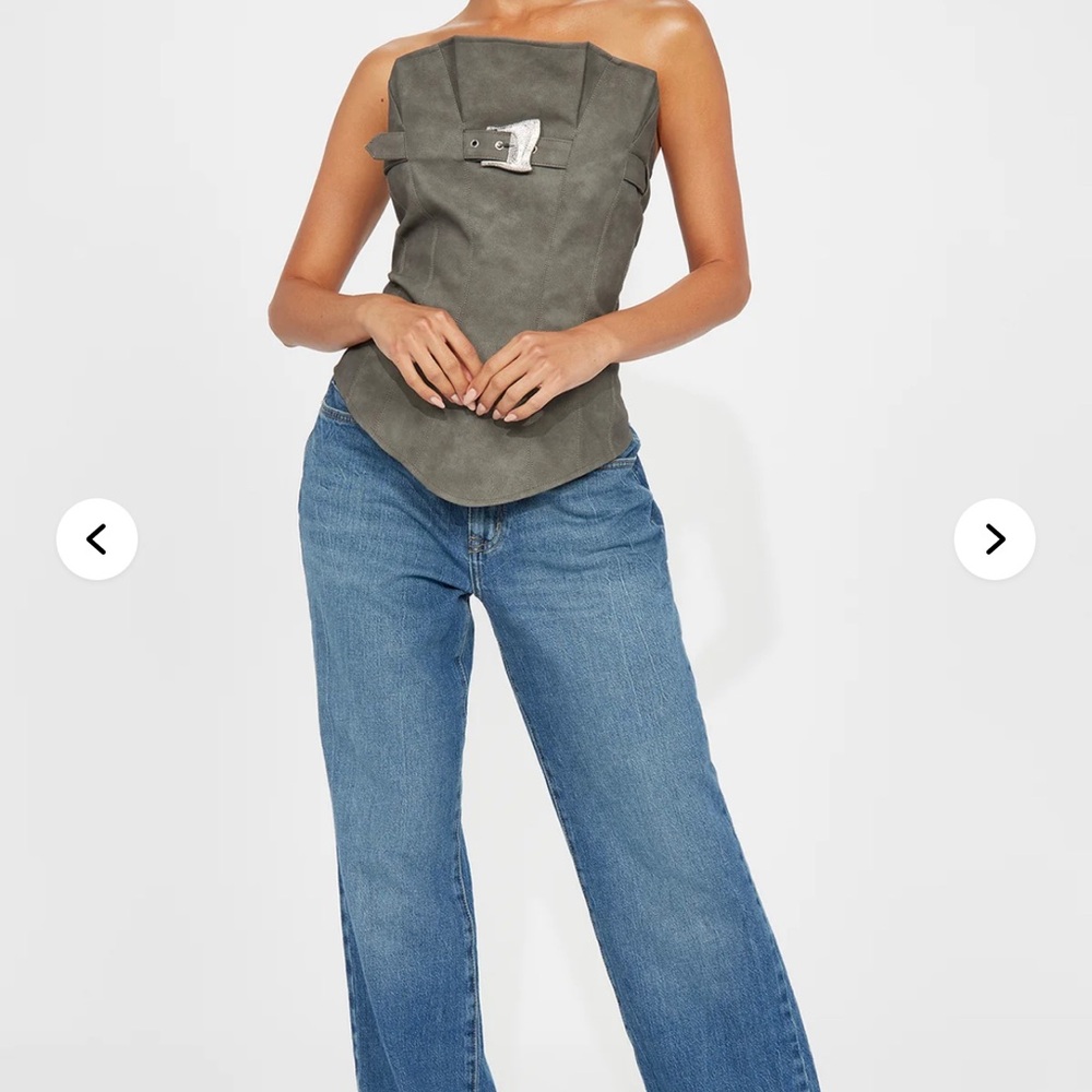 Fashion Nova Can't Stop Faux Leather Top - Charcoal size Medium - Picture 2 of 5